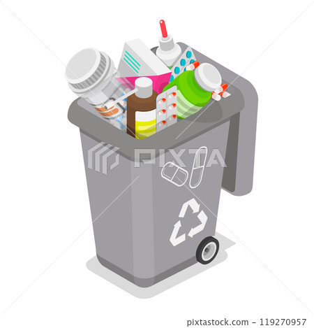 3D Isometric Flat  Illustration of Waste Management. Item 4 119270957