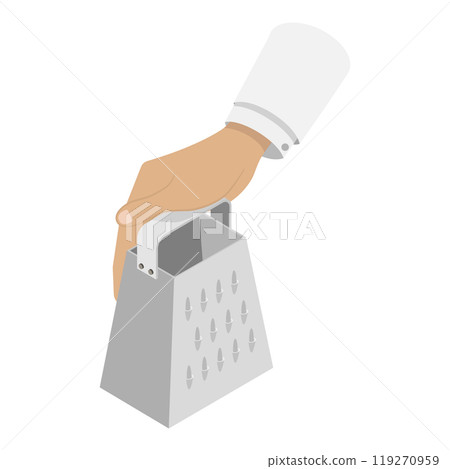 3D Isometric Flat Set of Hands Holding Kitchen Utensils. Item 6 3D Isometric Flat Set of Hands Holding Kitchen Utensils. Item 6 119270959