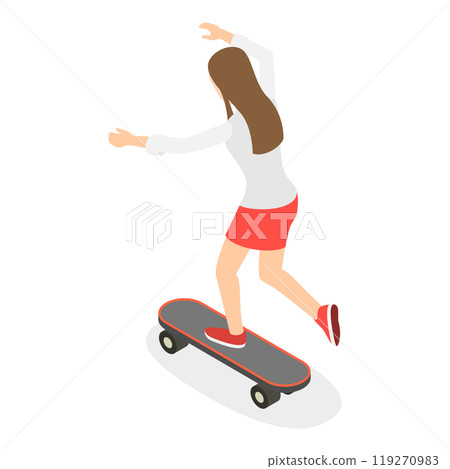 3D Isometric Flat Illustration of Skaters Set. Item 3 3D Isometric Flat Illustration of Skaters Set. Item 3 119270983