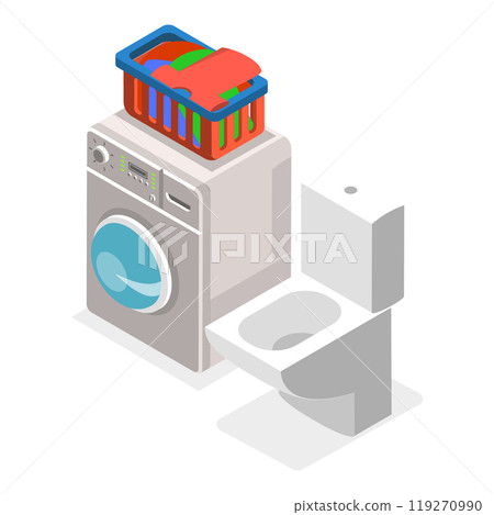 3D Isometric Flat Set of Bathroom Interior Furniture. Item 5 3D Isometric Flat Set of Bathroom Interior Furniture. Item 5 119270990