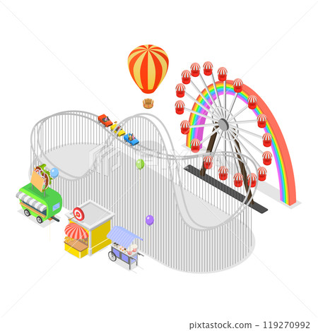 3D Isometric Flat  Set of Amusement Parks. Item 1 119270992