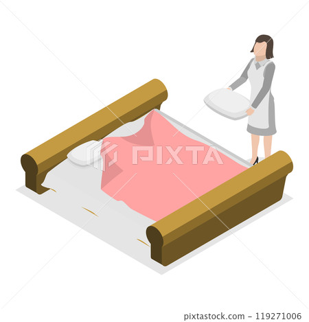 3D Isometric Flat Illustration of Hotel Housekeeping. Item 3 3D Isometric Flat Illustration of Hotel Housekeeping. Item 3 119271006