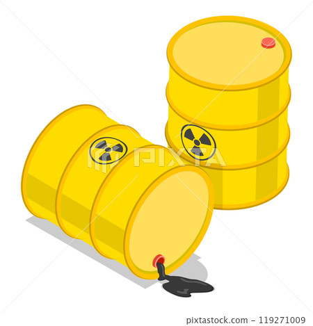 3D Isometric Flat  Set of Radioactive Waste Items. Item 3 119271009