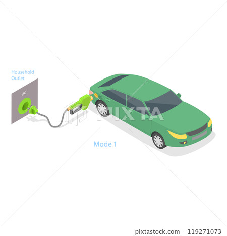 3D Isometric Flat Illustration of Electric Car Charging Modes. Item 4 3D Isometric Flat Illustration of Electric Car Charging Modes. Item 4 119271073