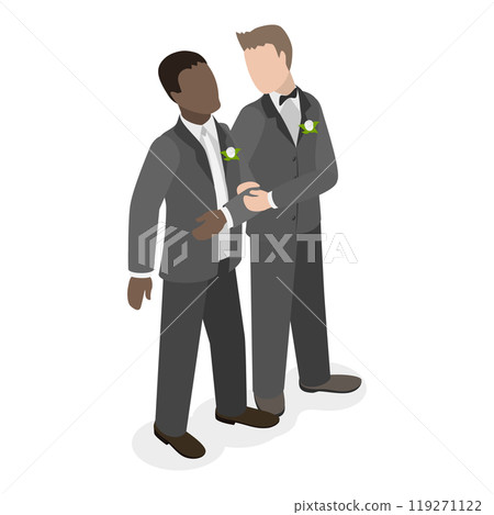 3D Isometric Flat Illustration of LGBTQ Marriage. Item 2 3D Isometric Flat Illustration of LGBTQ Marriage. Item 2 119271122