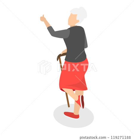 3D Isometric Flat  Illustration of Happy Seniors. Item 2 119271188