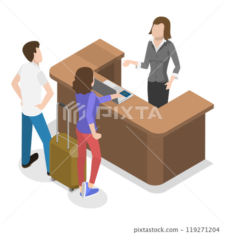 3D Isometric Flat Illustration of Hotel Customer Service. Item 3 3D Isometric Flat Illustration of Hotel Customer Service. Item 3 119271204