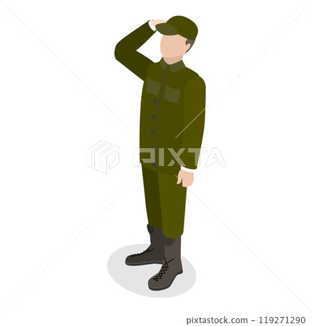 3D Isometric Flat Set of Soldiers in Uniform. Item 2 3D Isometric Flat Set of Soldiers in Uniform. Item 2 119271290