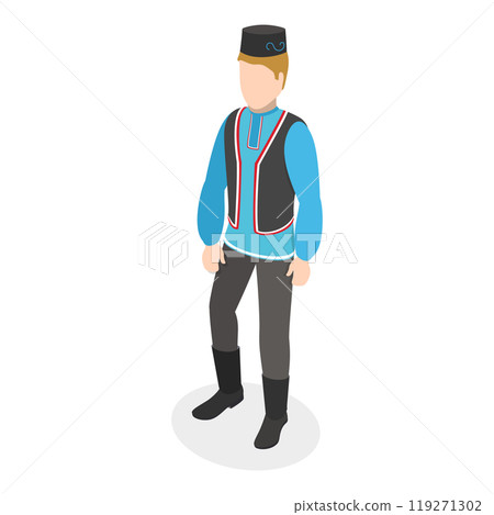 3D Isometric Flat  Set of Ethnic Groups. Item 2 119271302