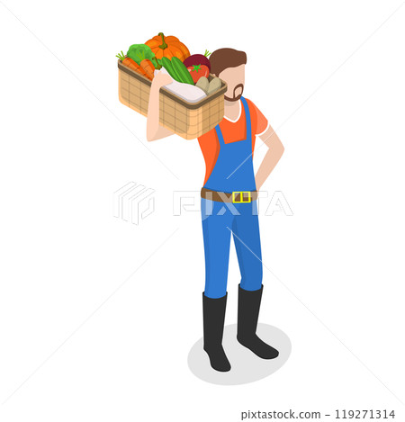 3D Isometric Flat  Set of Farmers. Item 4 119271314