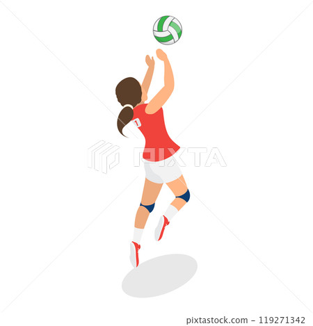 3D Isometric Flat  Set of Volleyball Players. Item 4 119271342