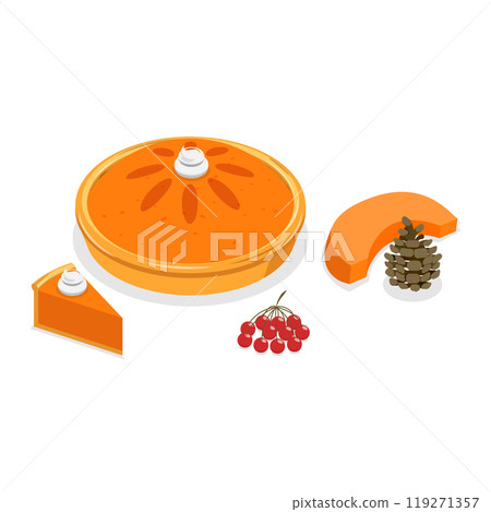 3D Isometric Flat  Set of Thanksgiving Set. Item 1 119271357