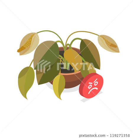 3D Isometric Flat  Illustration of Dying Plant. Item 1 119271358