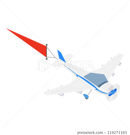 3D Isometric Flat  Set of Aircrafts In Sky With Banners. Item 1 119271383