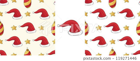 Christmas holidays. Set Seamless patterns in hand draw style 119271446