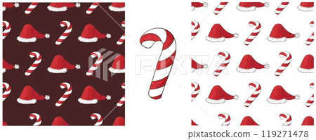 Christmas holidays. Set Seamless patterns in hand draw style Christmas holidays. Set Seamless patterns in hand draw style 119271478