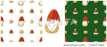Christmas holidays. Set Seamless patterns in hand draw style 119271483