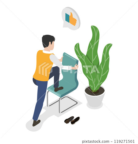 3D Isometric Flat  Illustration of Exercise At Work. Item 5 119271501