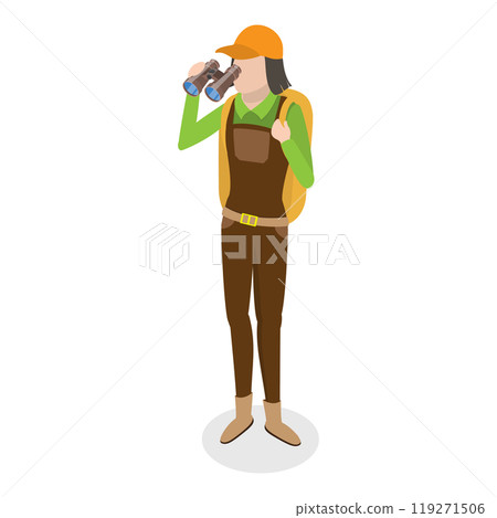 3D Isometric Flat  Set of Hunters. Item 4 119271506