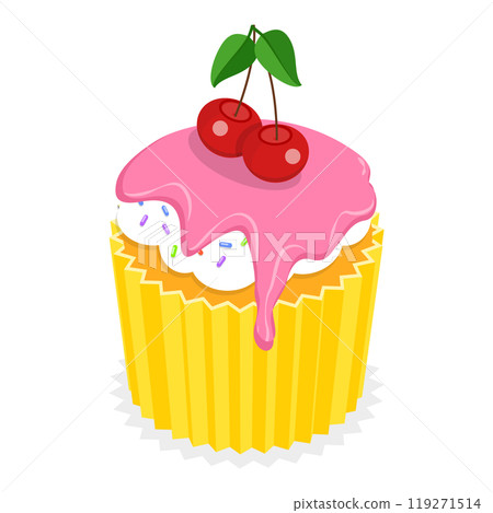 3D Isometric Flat Set of Sweet Cupcakes. Item 4 3D Isometric Flat Set of Sweet Cupcakes. Item 4 119271514