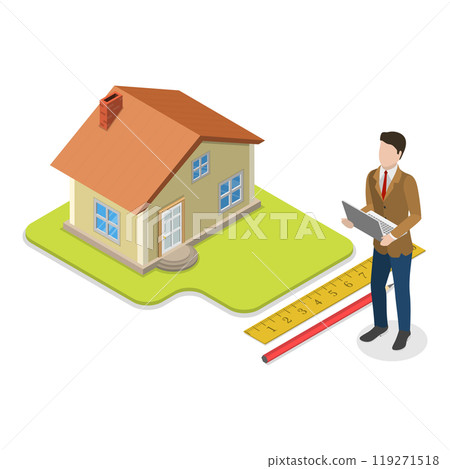 3D Isometric Flat  Illustration of Real Estate Valuation. Item 2 119271518