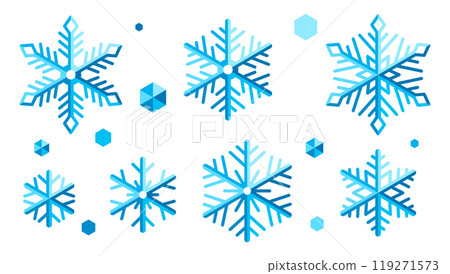Set of abstract snowflakes. Merry Christmas and Happy New Year items. Set of abstract snowflakes. Merry Christmas and Happy New Year items. 119271573