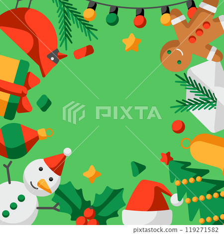 Merry Christmas frame. Holiday illustration in cartoon style. 119271582
