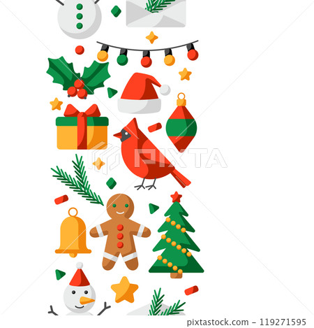 Merry Christmas pattern. Holiday background in cartoon style. 119271595