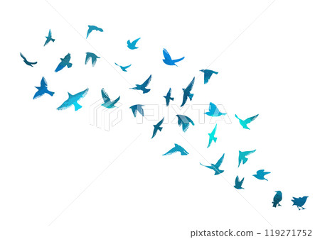 A flock of blue birds. hand drawing. Not AI. Vector illustration A flock of blue birds. hand drawing. Not AI. Vector illustration 119271752