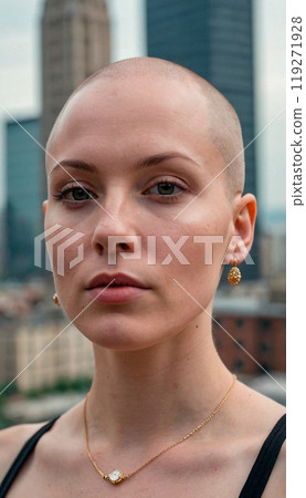 Portrait of a girl with a short haircut 119271928