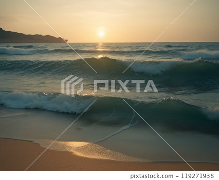 Wave at sunset 119271938