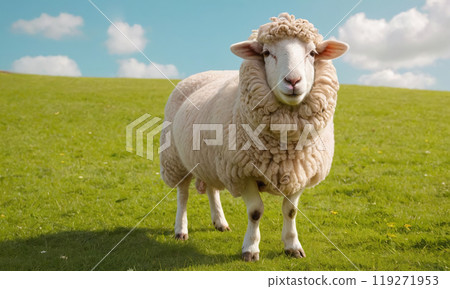 Happy sheep on a meadow Happy sheep on a meadow 119271953