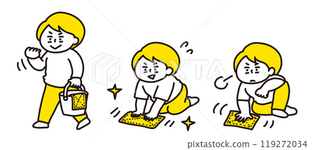 一個熱情的女人和一個疲憊的女人抹布 119272034