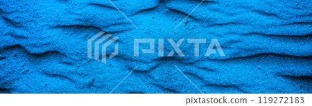 Abstract wavy sandy background. Texture of sand in desert or on the beach. Horizontal banner Blue toning 119272183