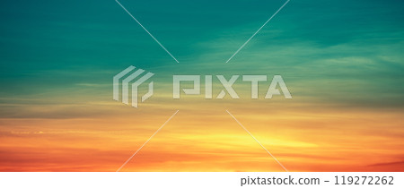 Colorful cloudy sky at sunset. Gradient color. Sky texture, abstract nature background. Horizontal banner Colorful cloudy sky at sunset. Gradient color. Sky texture, abstract nature background. Horizontal banner 119272262