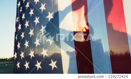 Veteran Soldier Shadow On The USA Flag 119272424