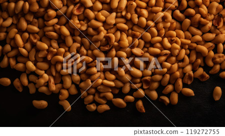 Many roasted peanuts background. Food Backdrop. Generative AI 119272755