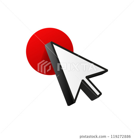 White cursor for computer click on red button. 119272886