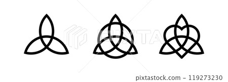 Old viking black triquetra. Simple black vector illustration. 119273230