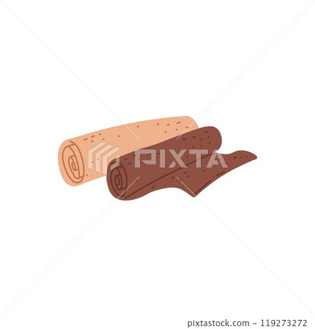 Vector illustration showing two shades of brown fabric in a roll on a white background Vector illustration showing two shades of brown fabric in a roll on a white background 119273272