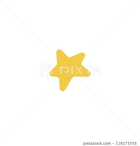 Vector illustration with a yellow five-pointed star with smooth geometry and playful design. 119273358