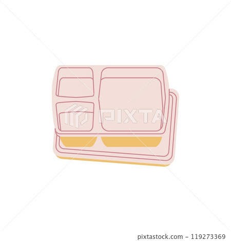 Vector icon with an empty open bento lunch on a white background Vector icon with an empty open bento lunch on a white background 119273369