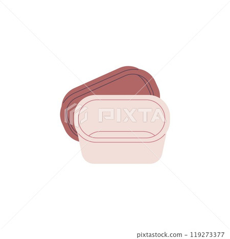 Bento box. Plastic simple empty box with lid. 119273377