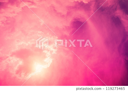 Beautiful purple pink cloudy sky at sunset. Sky texture. Abstract nature background 119273465
