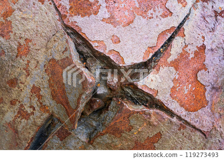 military background: rusty armor plate penetrated by solid-shot armor-piercing projectile military background: rusty armor plate penetrated by solid-shot armor-piercing projectile 119273493