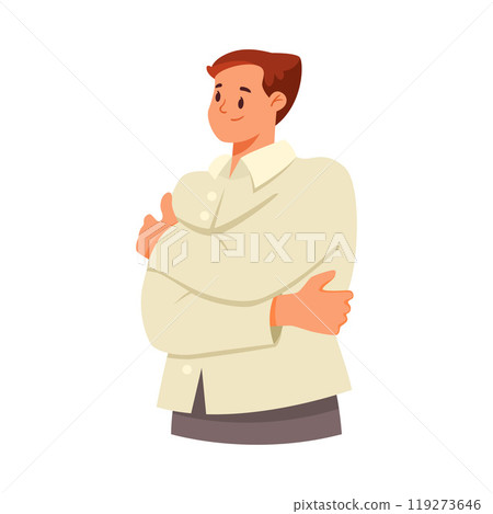 Man Hugging Himself as Self Embrace Gesture Vector Illustration 119273646