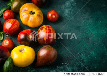 Assortment of different color tomatoes 119273665