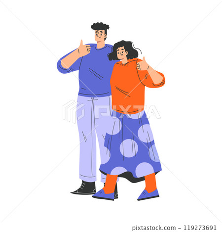 Man and Woman Hugging Feeling Positive Emotion Vector Illustration 119273691