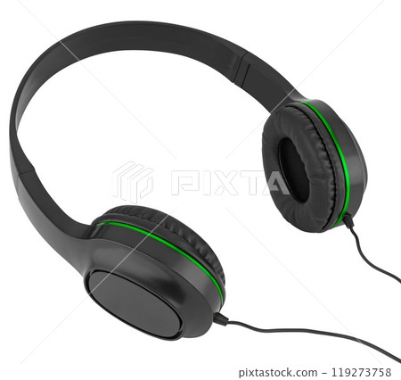 Wired headphones, computer accessory, in isolation on a white background 119273758