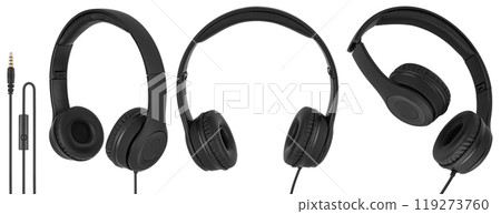 Wired headphones, computer accessory, in isolation on a white background Wired headphones, computer accessory, in isolation on a white background 119273760